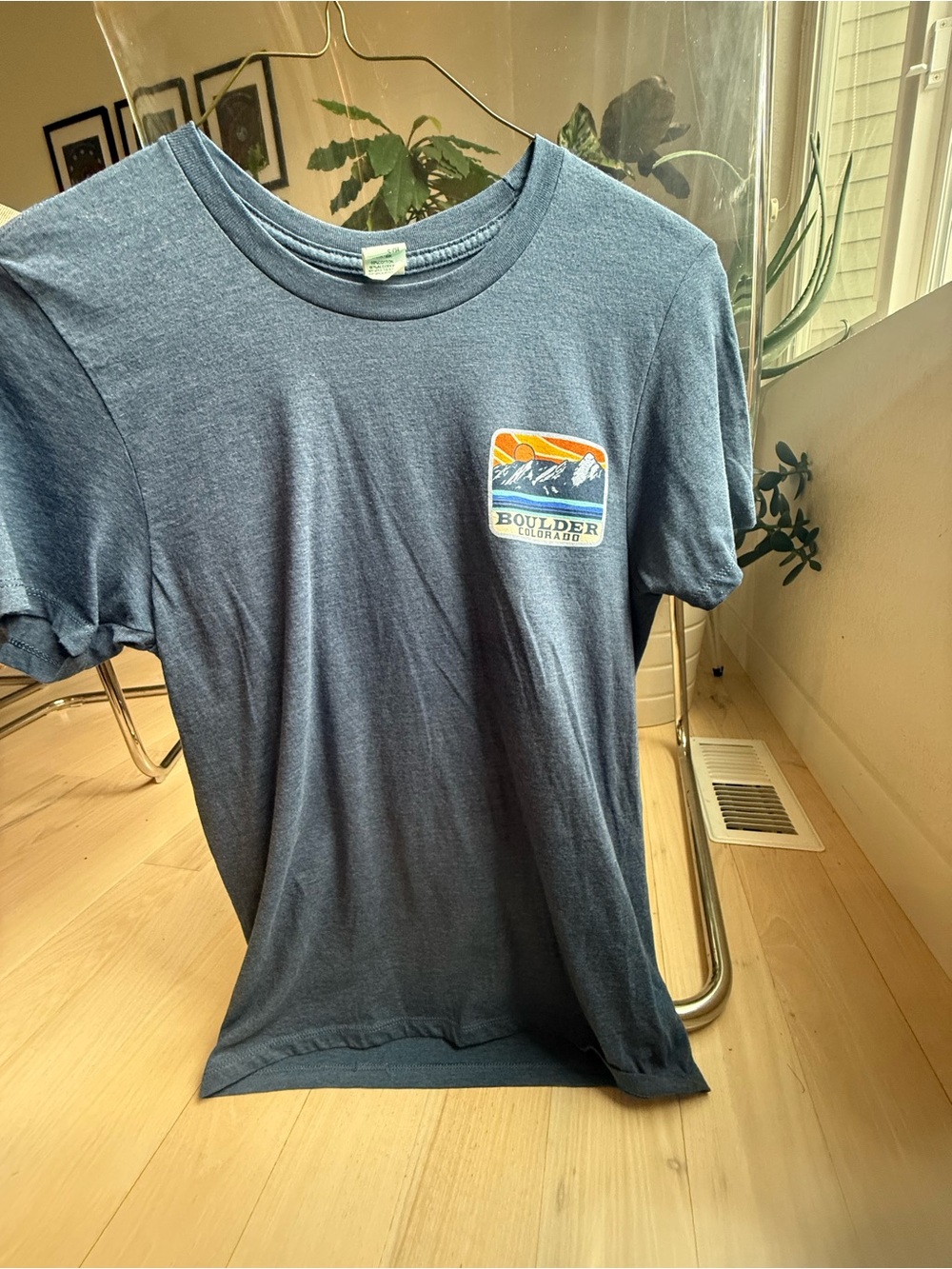 Boulder Colorado Graphic Men’s T-Shirt — Blue. Super soft. Men’s small